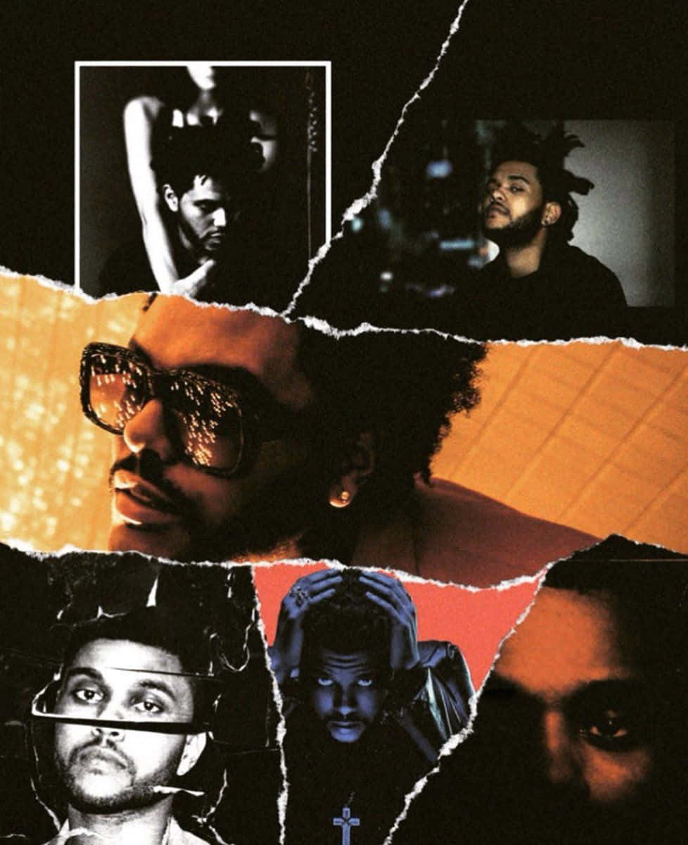 The Weeknd After Hours 桌布 壁紙 — The Weeknd 在不同情緒表達和場景中的撕破肖像照片拼貼。