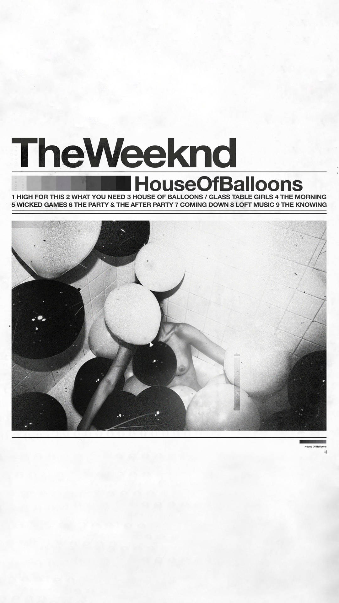 專輯封面，氣球中的人和The Weeknd的House of Balloons文字。
