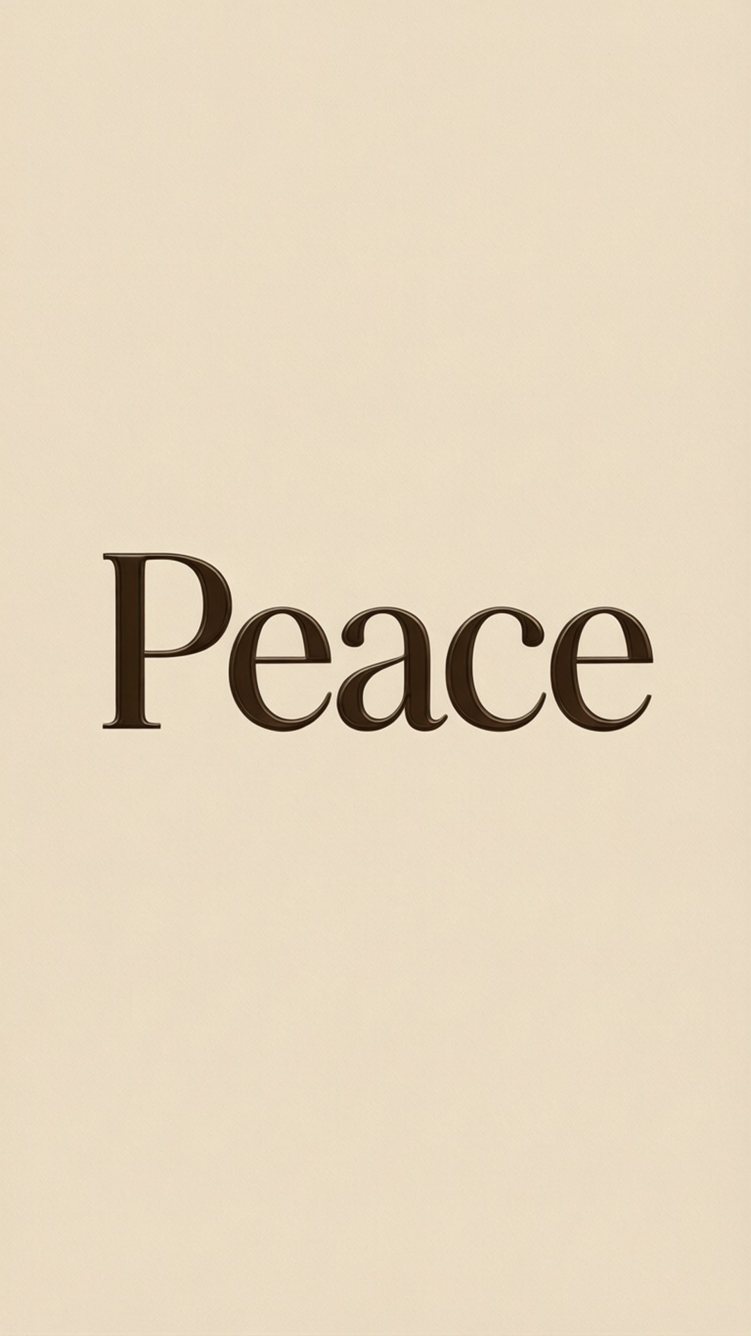 米色背景上以深棕色襯線字體顯示的Peace一詞