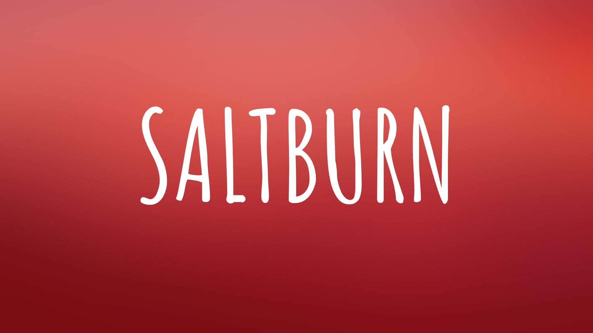  壁紙 — 白色手寫字體「saltburn」一詞居中顯示在帶有細微圓點圖案的漸變紅色背景上。