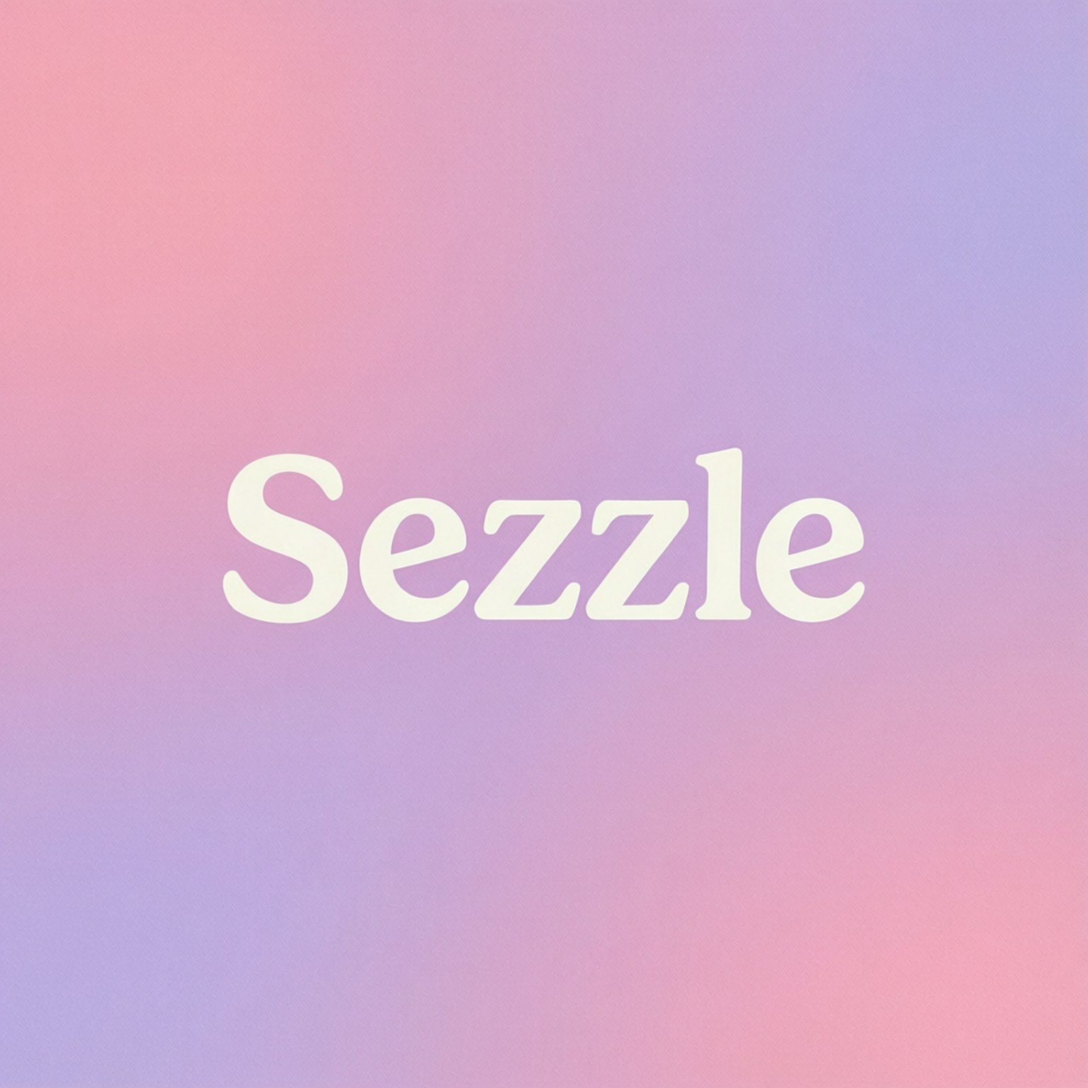 粉紅與紫色漸變背景上的白色文字 Sezzle 標誌。