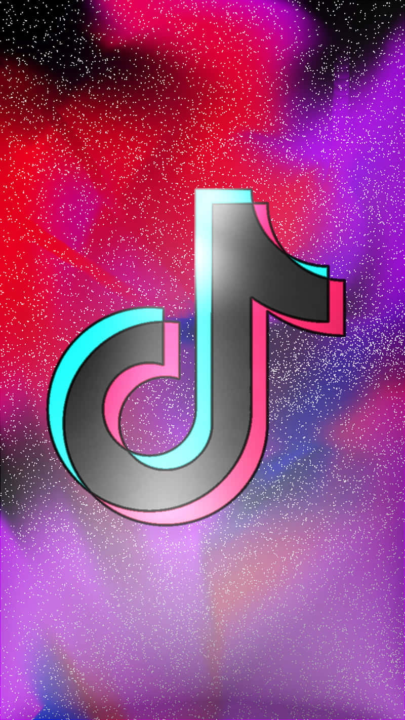 在閃爍的宇宙背景上帶有螢光輪廓的 TikTok 標誌。