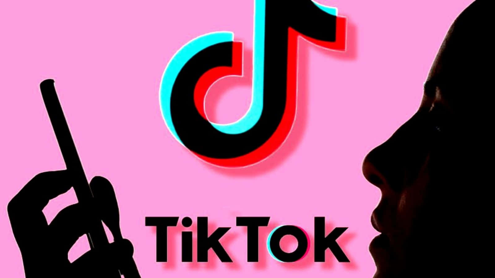 TikTok 標誌配以手持電話的人影剪影 壁紙