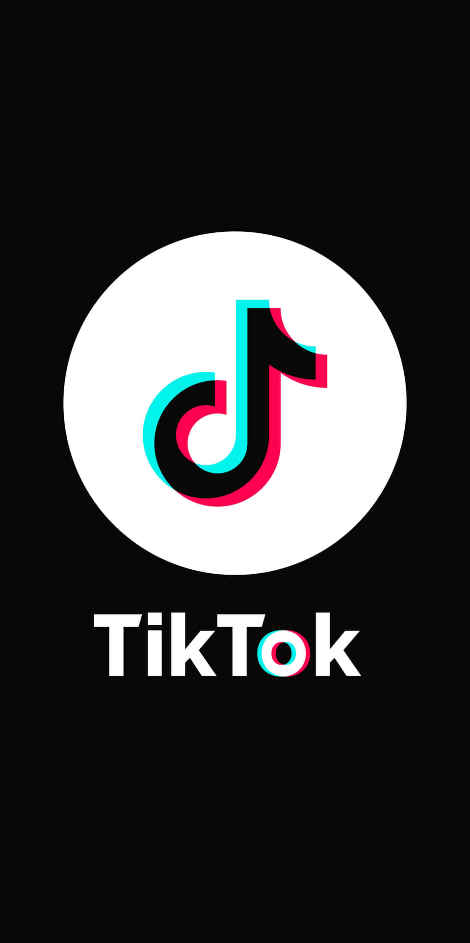 黑色背景上帶有故障效果的TikTok應用程式標誌。