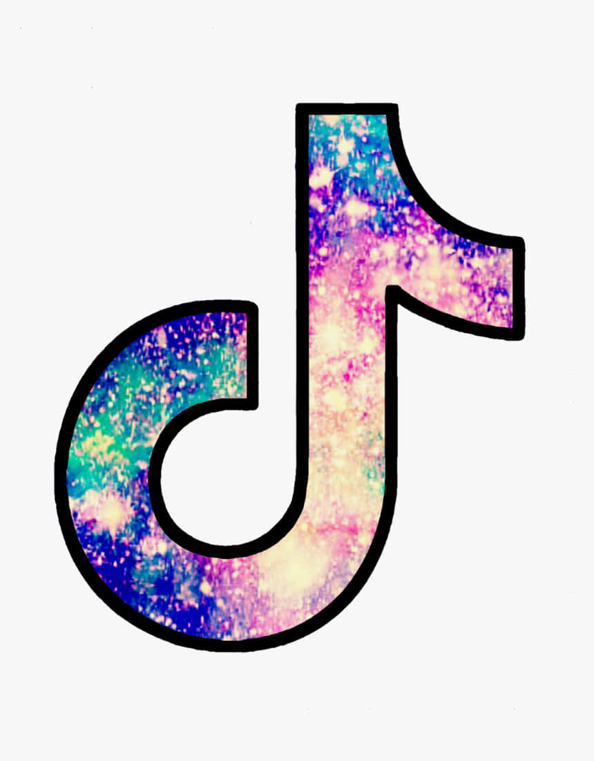 TikTok 標誌，黑色輪廓內有閃爍的銀河圖案。