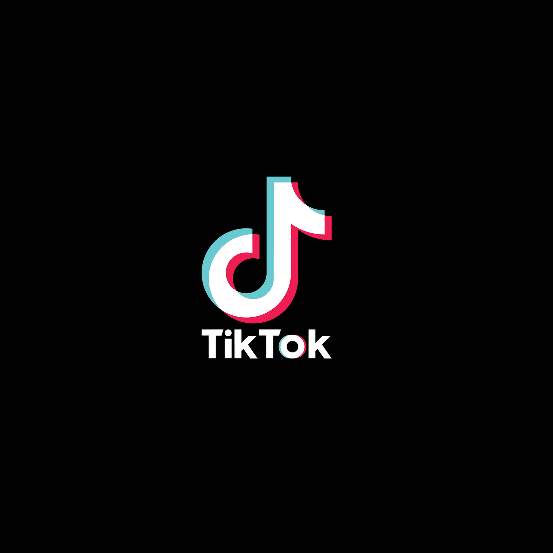 黑色背景上帶有紅色和青色的 TikTok 標誌。