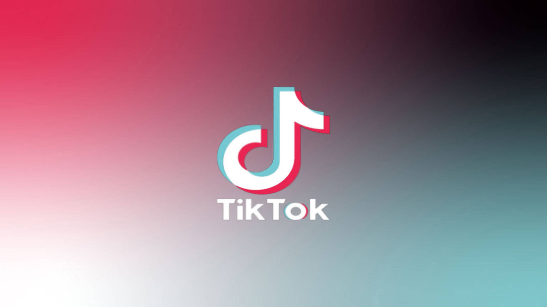 TikTok 標誌在粉紅色至青綠色的漸變背景上。