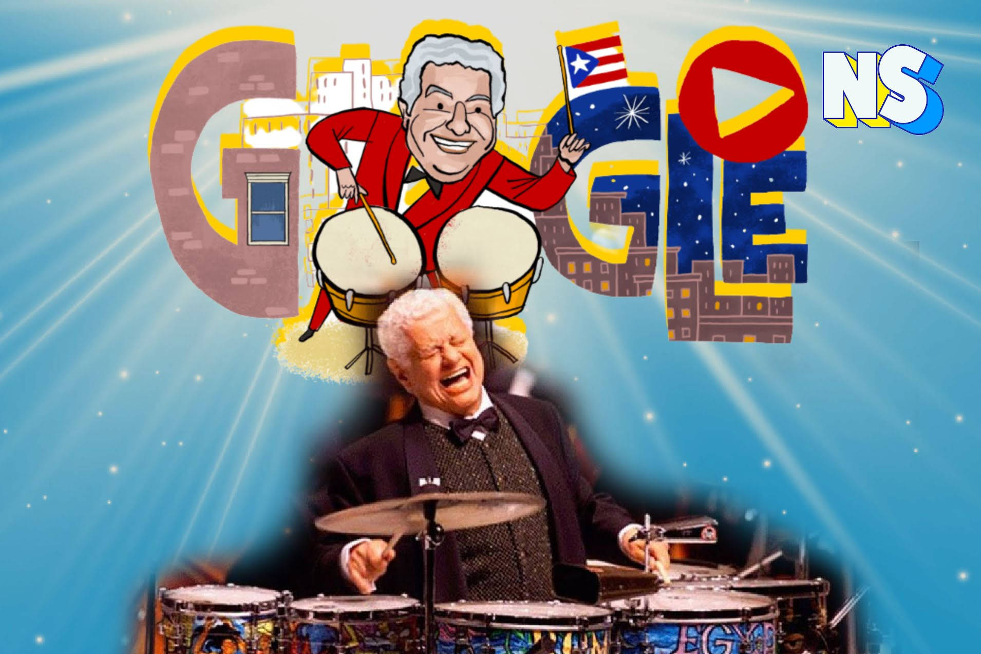卡通和真實鼓手以波多黎各國旗和Google Doodle設計慶祝。