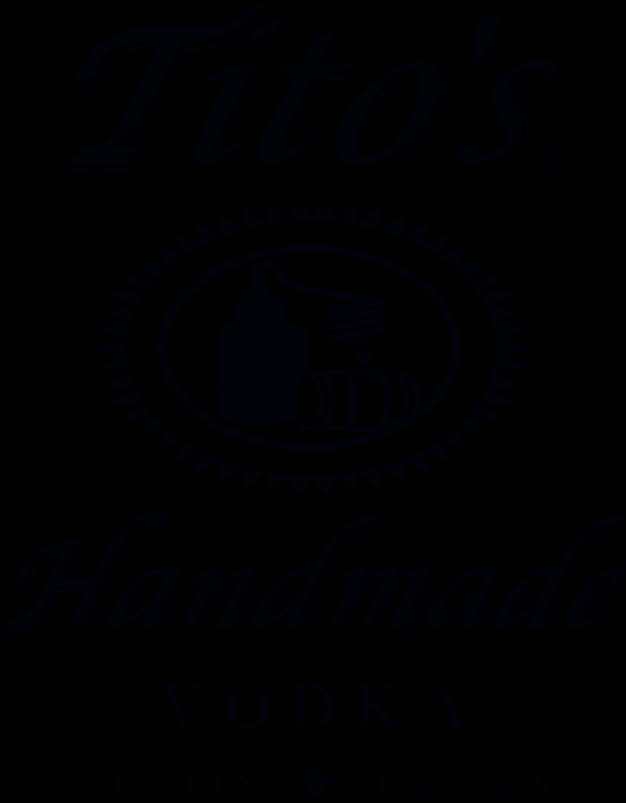 Titos 手工伏特加標誌深色背景 壁紙 — Tito's Handmade Vodka 的深色極簡標誌，黑色背景上帶有模糊的草書文字和酒桶標誌。
