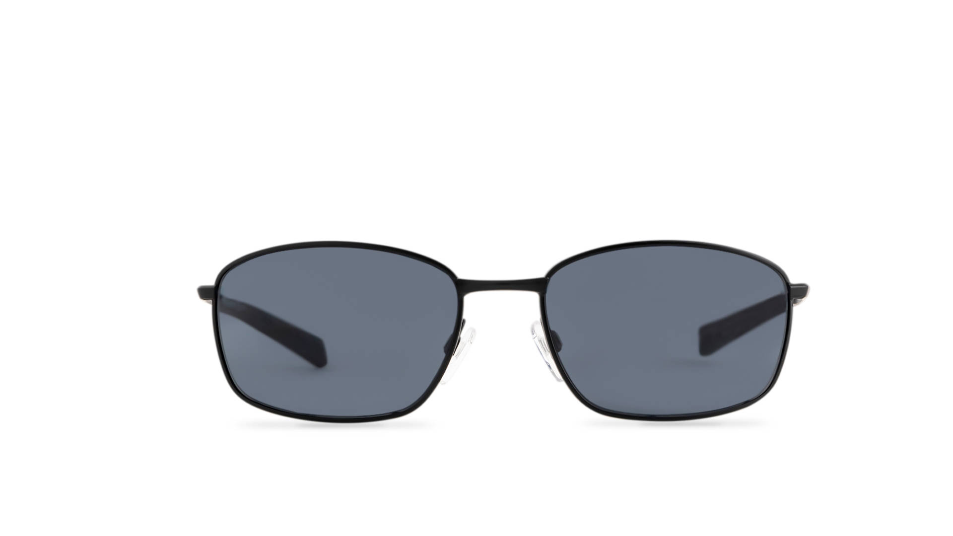 Tommy Hilfiger TH 1768/S 男士太陽眼鏡 壁紙 — 現代長方形太陽眼鏡，採用啞光黑色鏡框和深灰色鏡片，正面展示在乾淨的白色背景上。