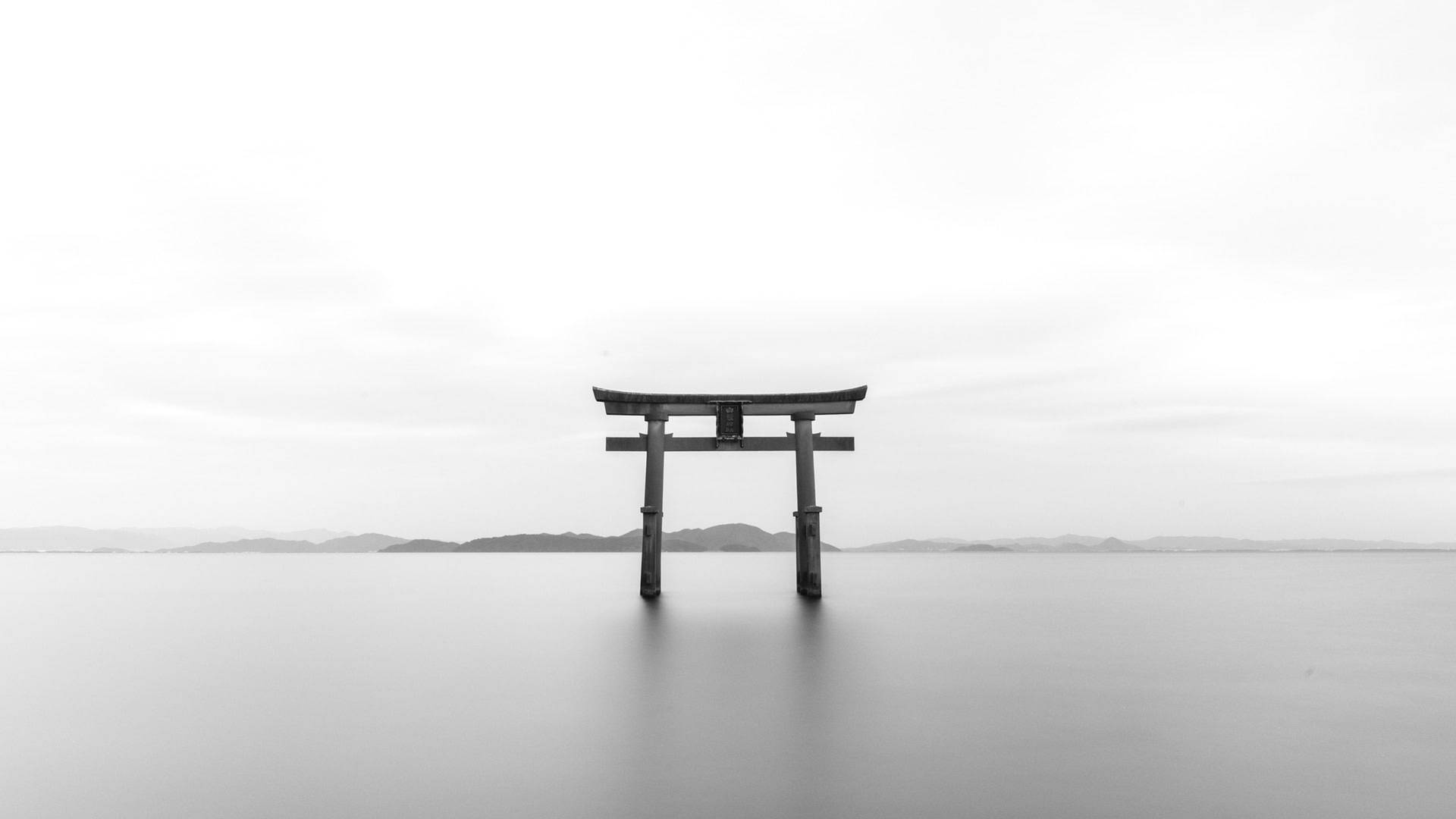 日本鳥居灰階壁紙