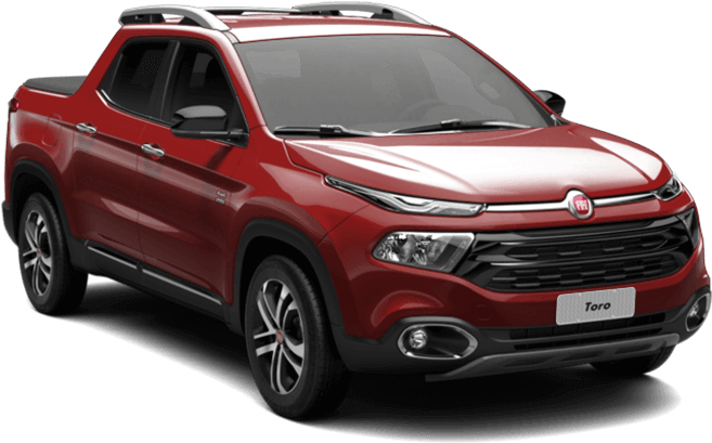 紅色菲亞特Toro皮卡車 壁紙 — 一輛光澤的紅色Fiat Toro pickup truck在工作室燈光下，背景為純白色。