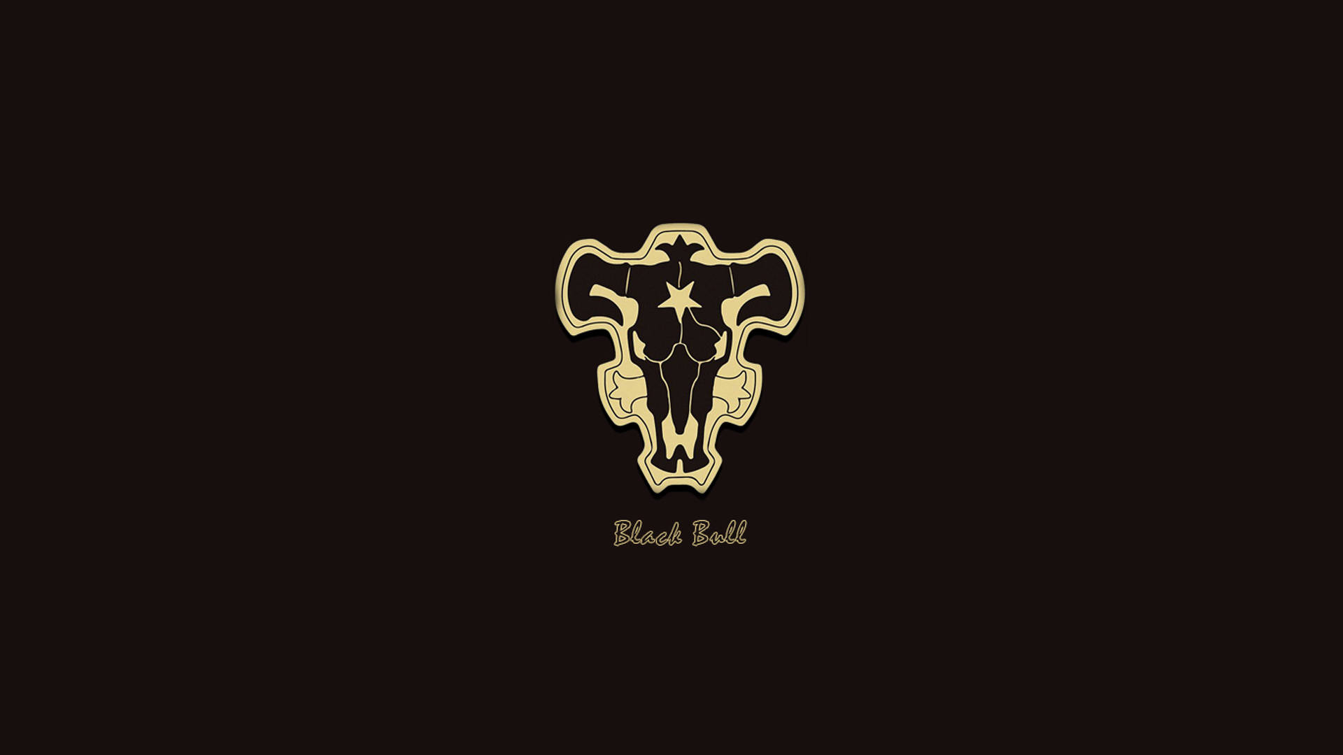 金色公牛頭骨標誌，帶有星星和文字 Black Bull，深色背景。
