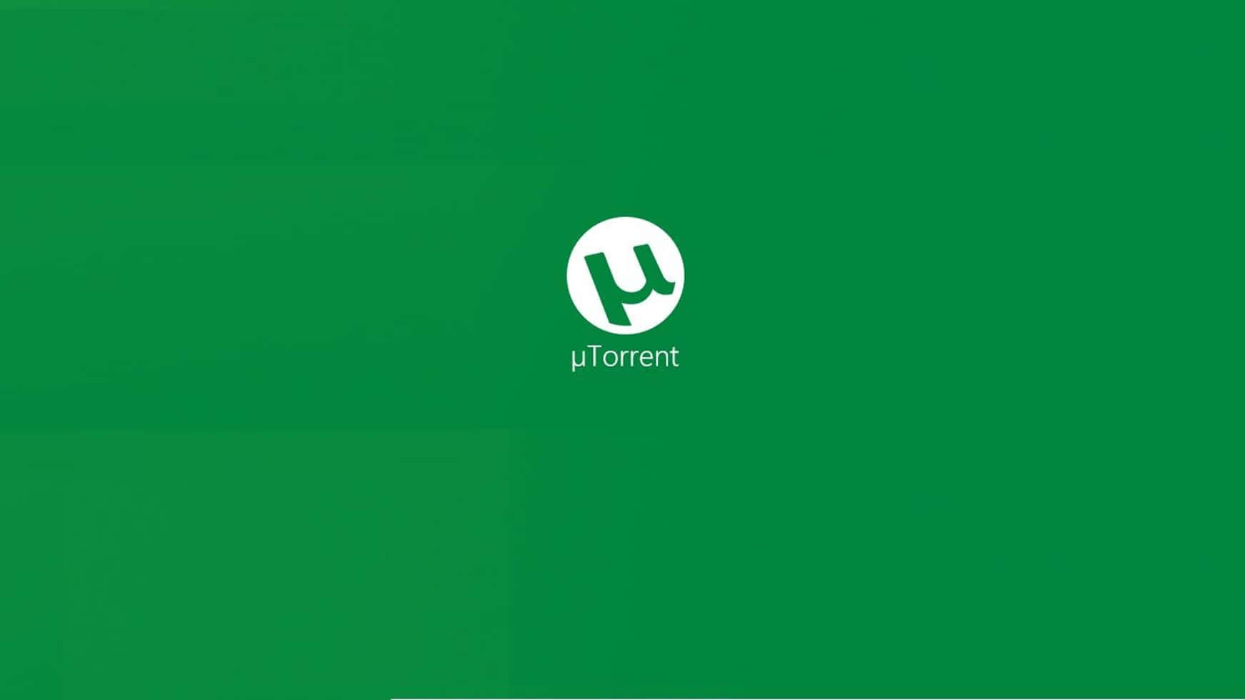Torrent 標誌綠色背景 壁紙 — 簡約綠色背景，白色µTorrent標誌和文字居中突出顯示。