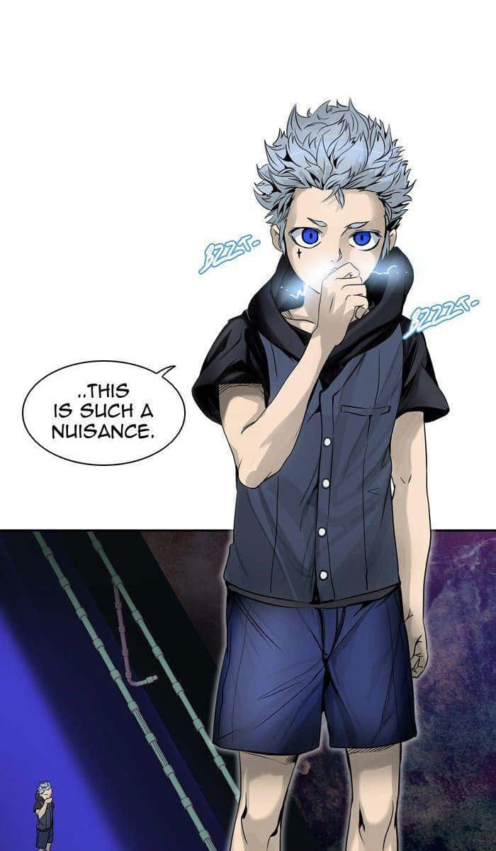 動漫男孩，灰色尖刺頭髮和藍色眼睛，惱火地看著周圍電光閃爍。