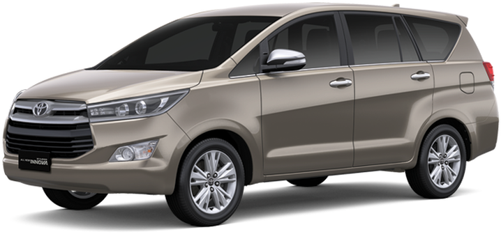 米色Toyota Innova Crysta休旅車 壁紙 — 一部流線型米色豐田Noah小型客車，側面展示在乾淨的白色背景上，帶有微妙的陰影。