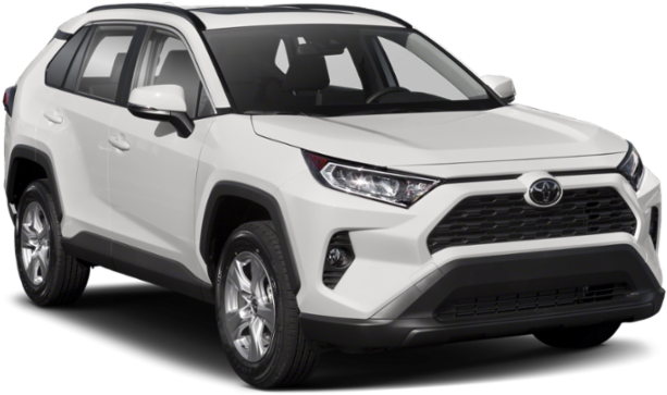 白色Toyota RAV4 SUV側面視圖 壁紙 — 一輛純白色的豐田RAV4 SUV在乾淨的影樓拍攝中展示，具有銳利的燈光和詳細的鍍鉻裝飾。