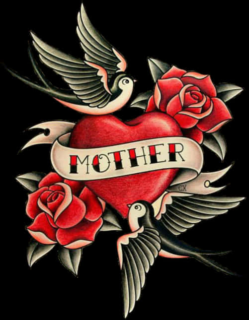Traditional Mother Heart Tattoo Design 壁紙