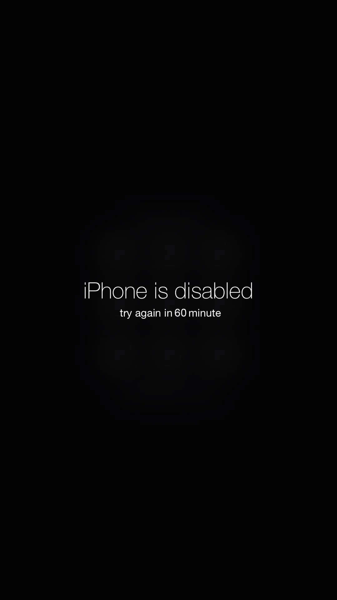 你的手機將因Tricky Lock Screen而煥然一新 壁紙 — 黑色iPhone螢幕顯示白色文字，內容為「iPhone已停用，請在60分鐘後再試一次」，背景為深色。