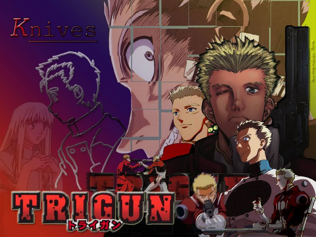《槍神Trigun》動漫角色手持槍械，表情激烈。