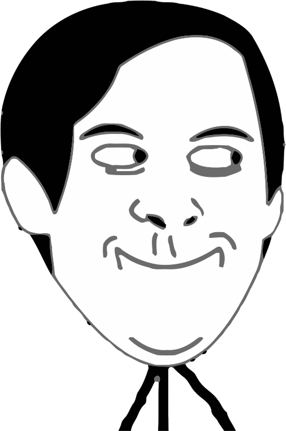 惡作劇Trollface表情 壁紙 — 一張極簡黑白線條畫，描繪一個面帶微笑、特徵簡單、短髮的人臉。