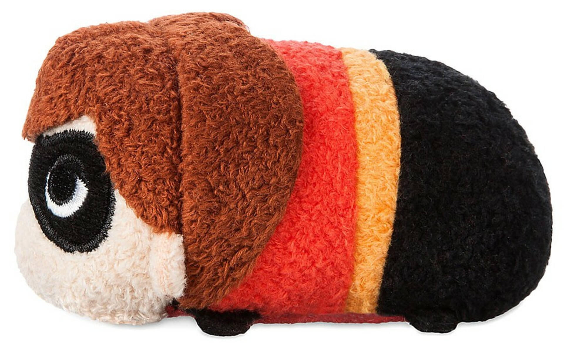 Tsum Tsum 艾拉絲姬 壁紙 — 一個卡通比格犬毛絨玩具，有棕色毛髮、黑色大眼睛和紅橙黑條紋身體。