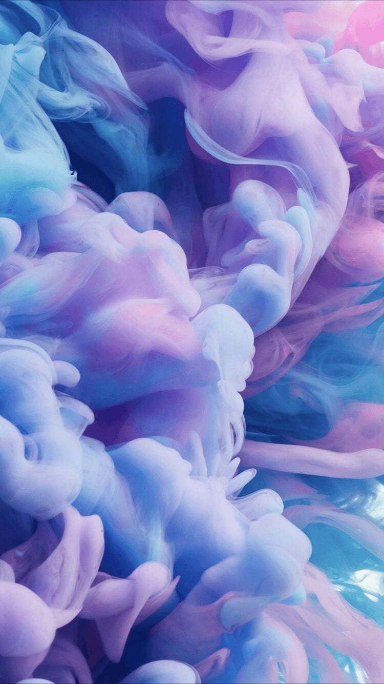煙霧旋渦粉紫Tumblr壁紙 壁紙 — 藍色、紫色和粉紅色墨水的鮮豔旋轉雲彩在夢幻般的抽象流體運動中融合。
