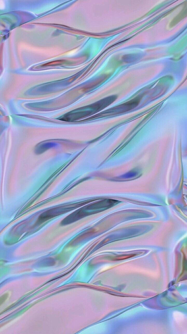 炫彩淡紫色Tumblr壁紙 壁紙 — 流動的虹彩布料，帶有粉紅、藍色和藍綠色的漸變柔和色調，營造出夢幻般的抽象紋理。