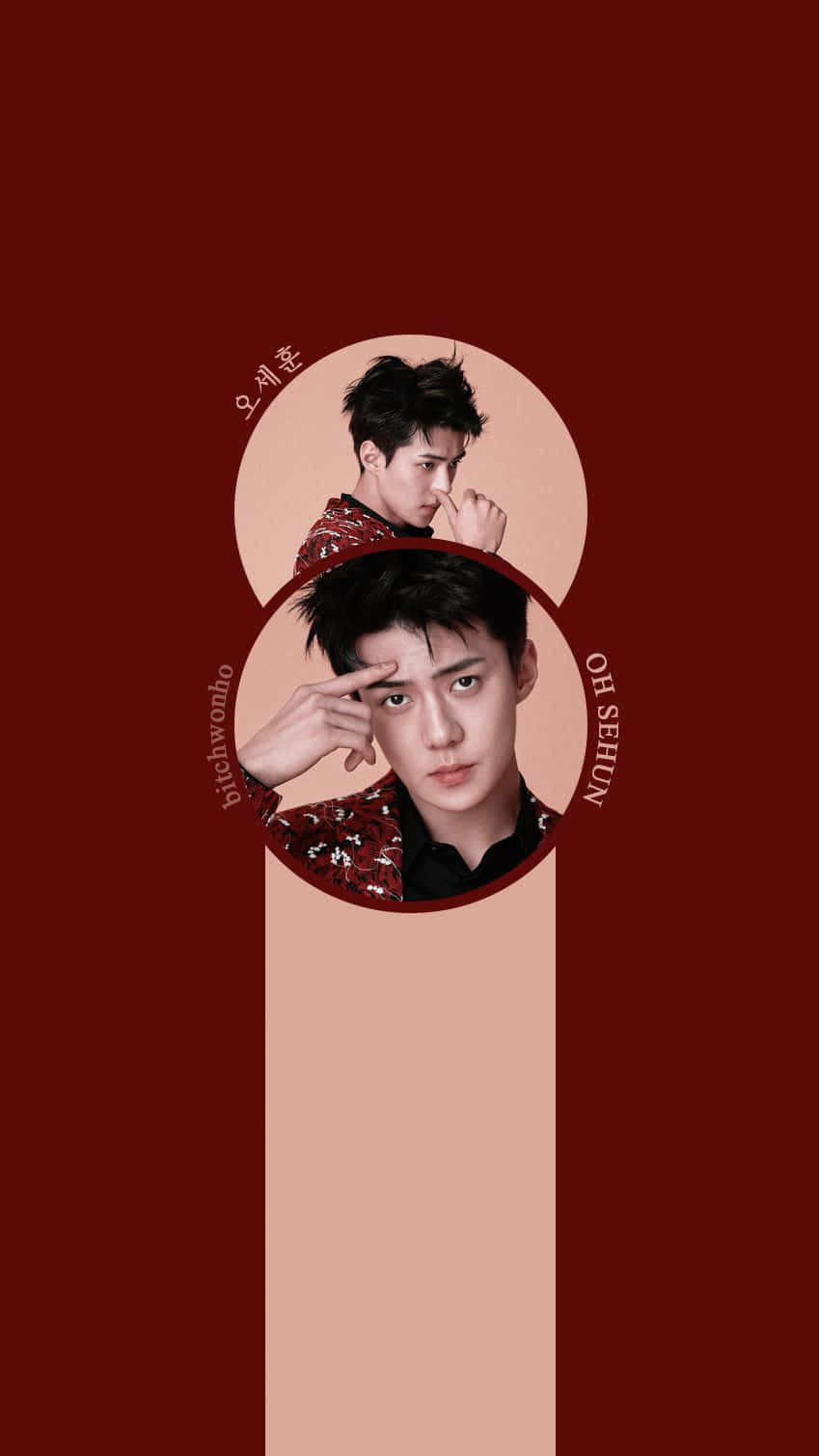 Oh Se-hun 的肖像，置於兩個圓形框架中，名字以韓文和英文顯示。