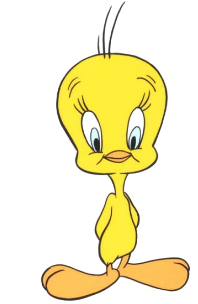 Tweety Bird 站立姿態 壁紙 — 經典卡通角色 Tweety Bird 直立站立，有著大大的藍色眼睛和愉快表情，背景簡單。