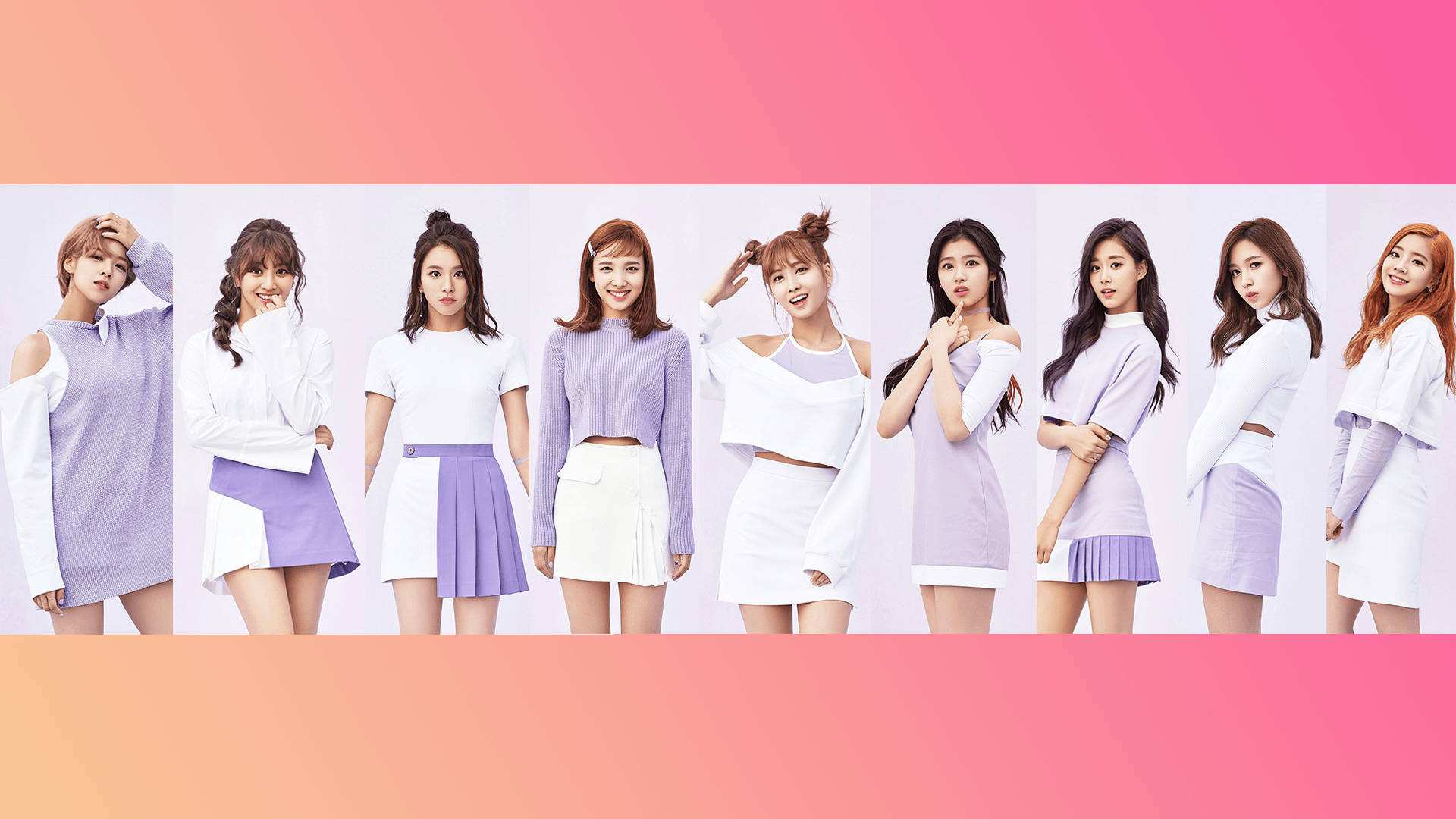TWICE 白色與薰衣草色服裝壁紙