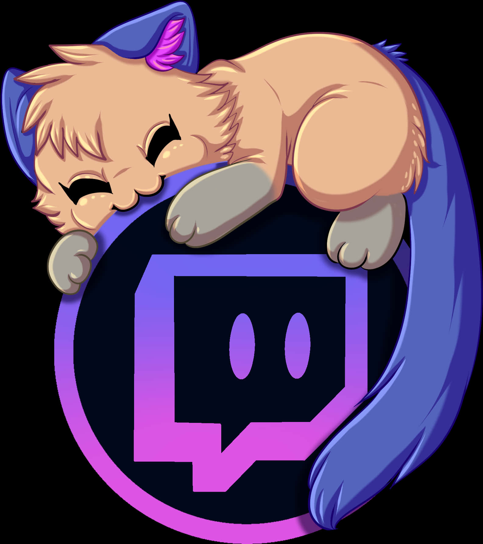 睡著的貓咪Twitch標誌 壁紙