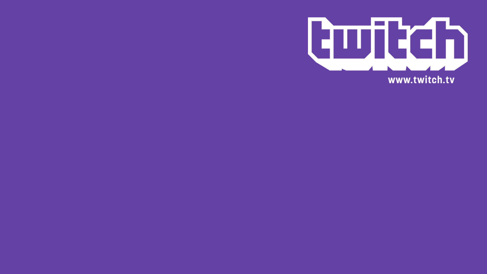 Twitch TV 字體標誌 壁紙 — 純紫色背景，右上角有白色 Twitch 標誌和網站文字。