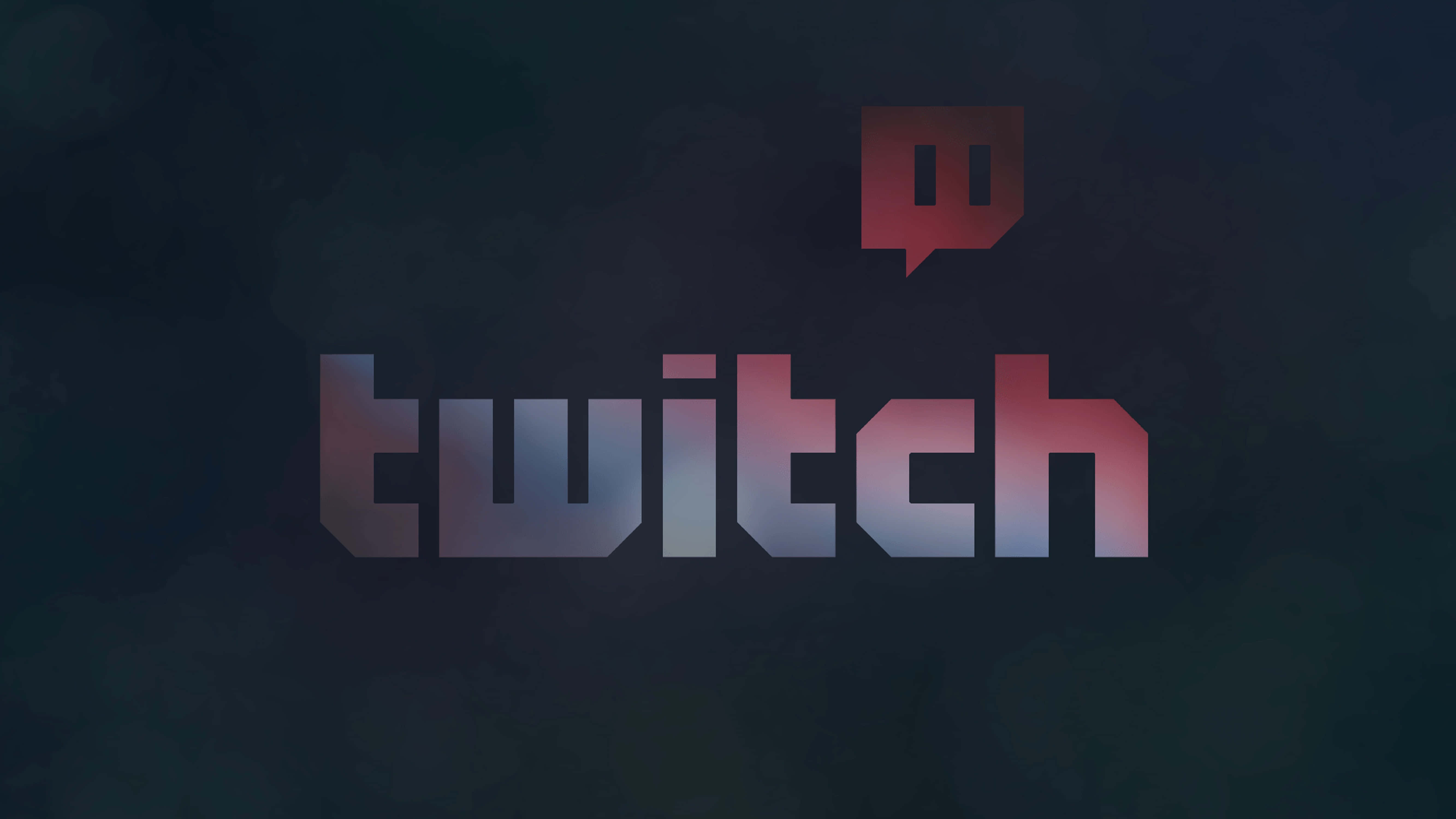 4K Streaming 桌布 壁紙 — Twitch 標誌在深色紋理背景上以紅藍漸變色發光。