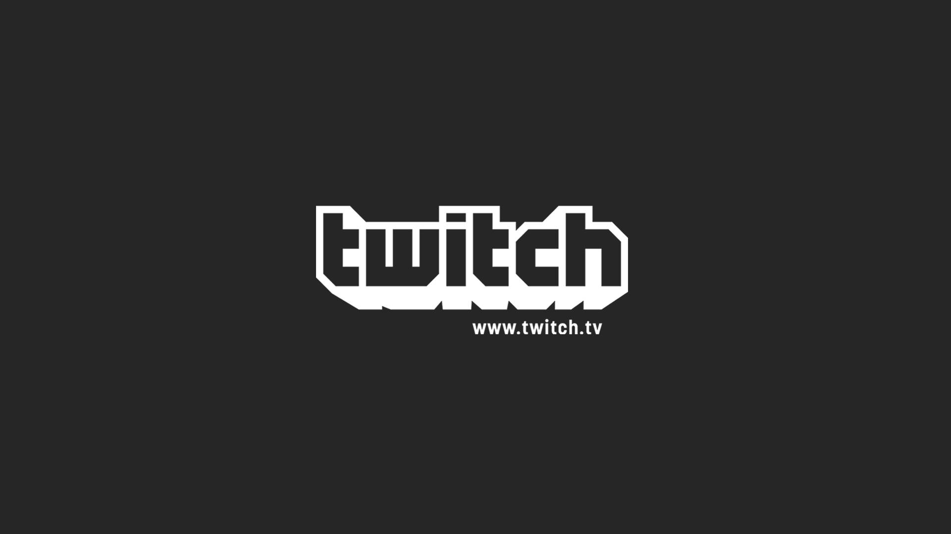 Twitch 黑色字體標誌 壁紙 — 白色 Twitch 標誌和網站文字居中在純黑色背景上。