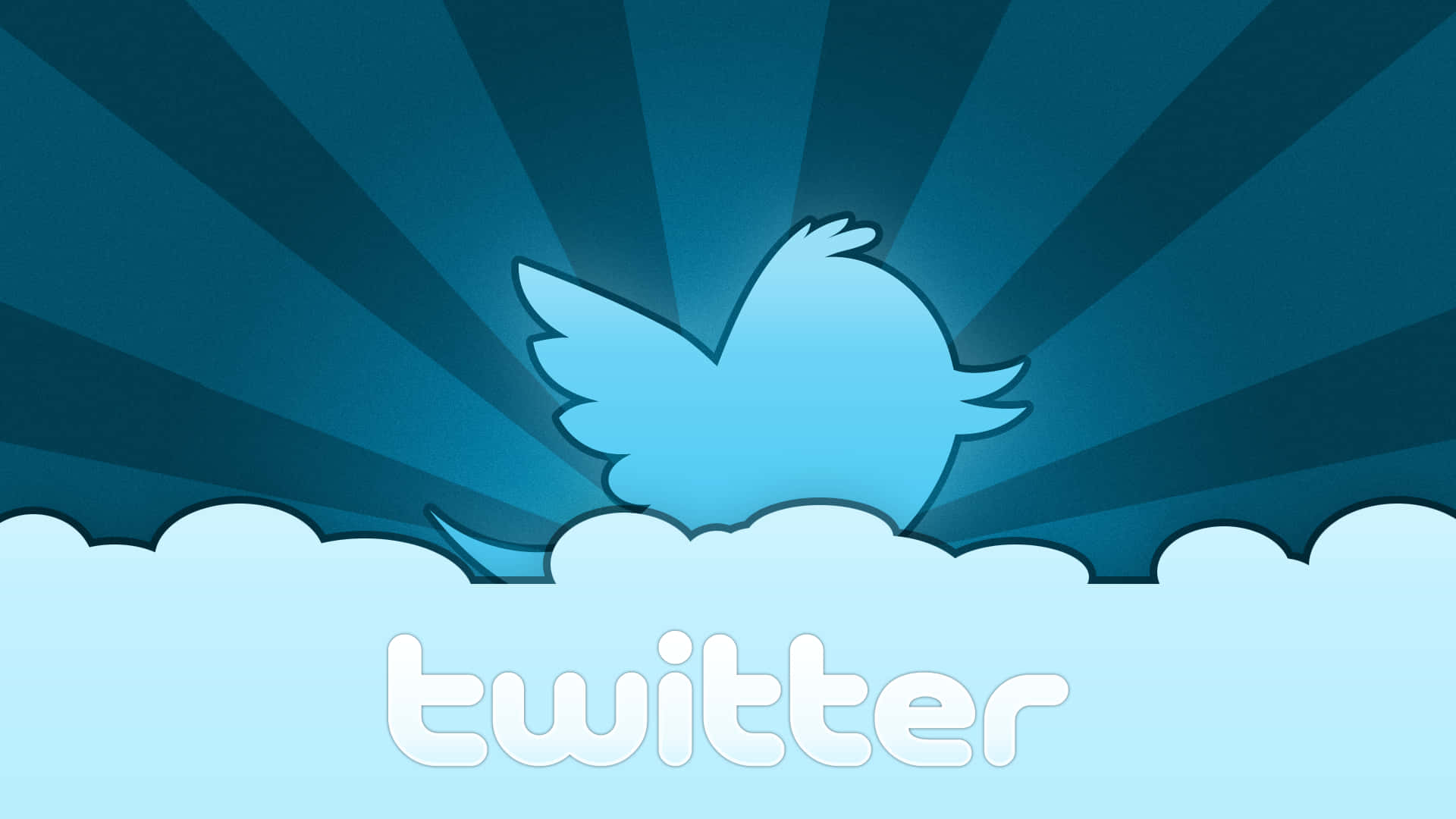 Twitter標誌，鳥從雲中升起，背景為藍色太陽光線