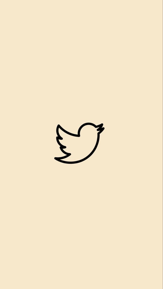 Twitter淡彩極簡風格 壁紙 — 一個極簡風格的黑色線條鳥類標誌，居中於米色背景上。