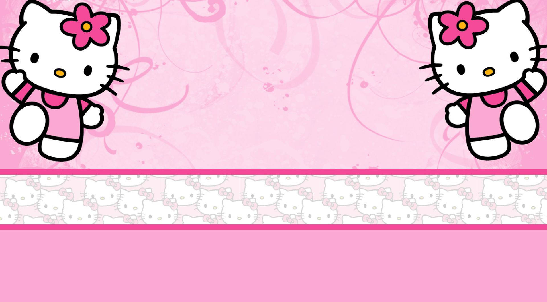 兩隻對稱Hello Kitty的粉紅壁紙