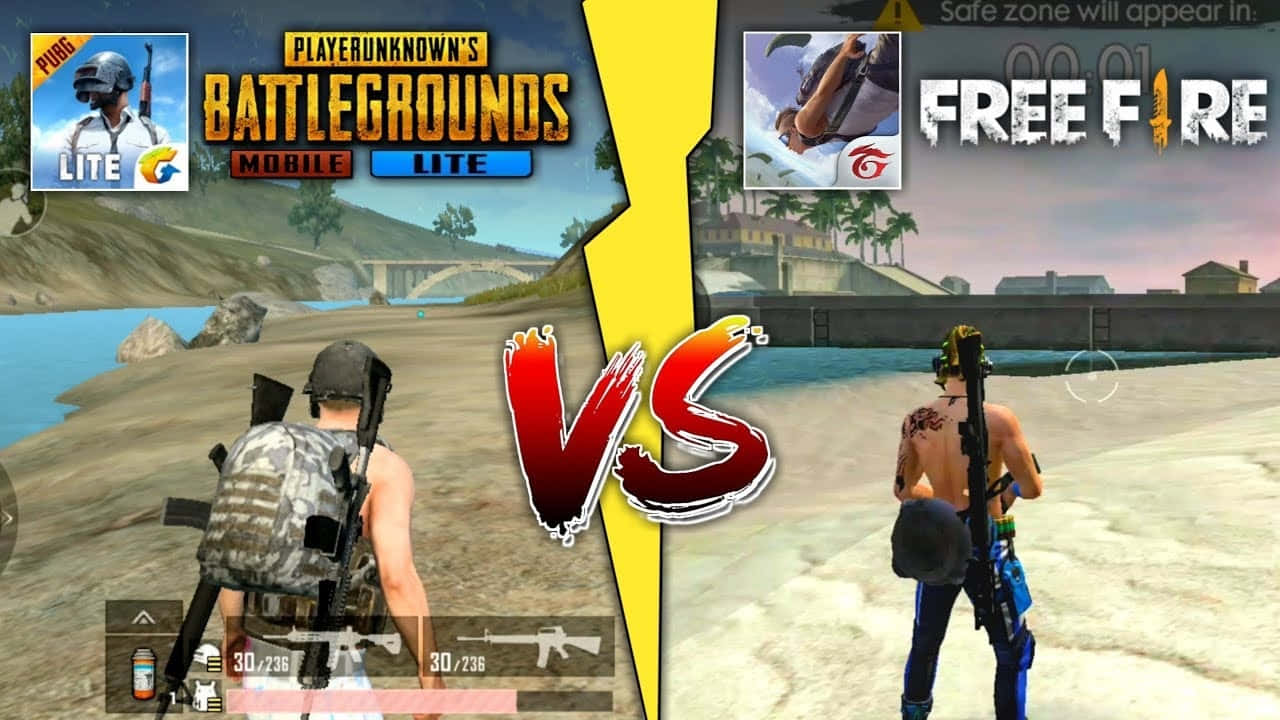  壁紙 — 兩個手機大逃殺遊戲角色在分屏對決中對峙，帶有「VS」圖案。