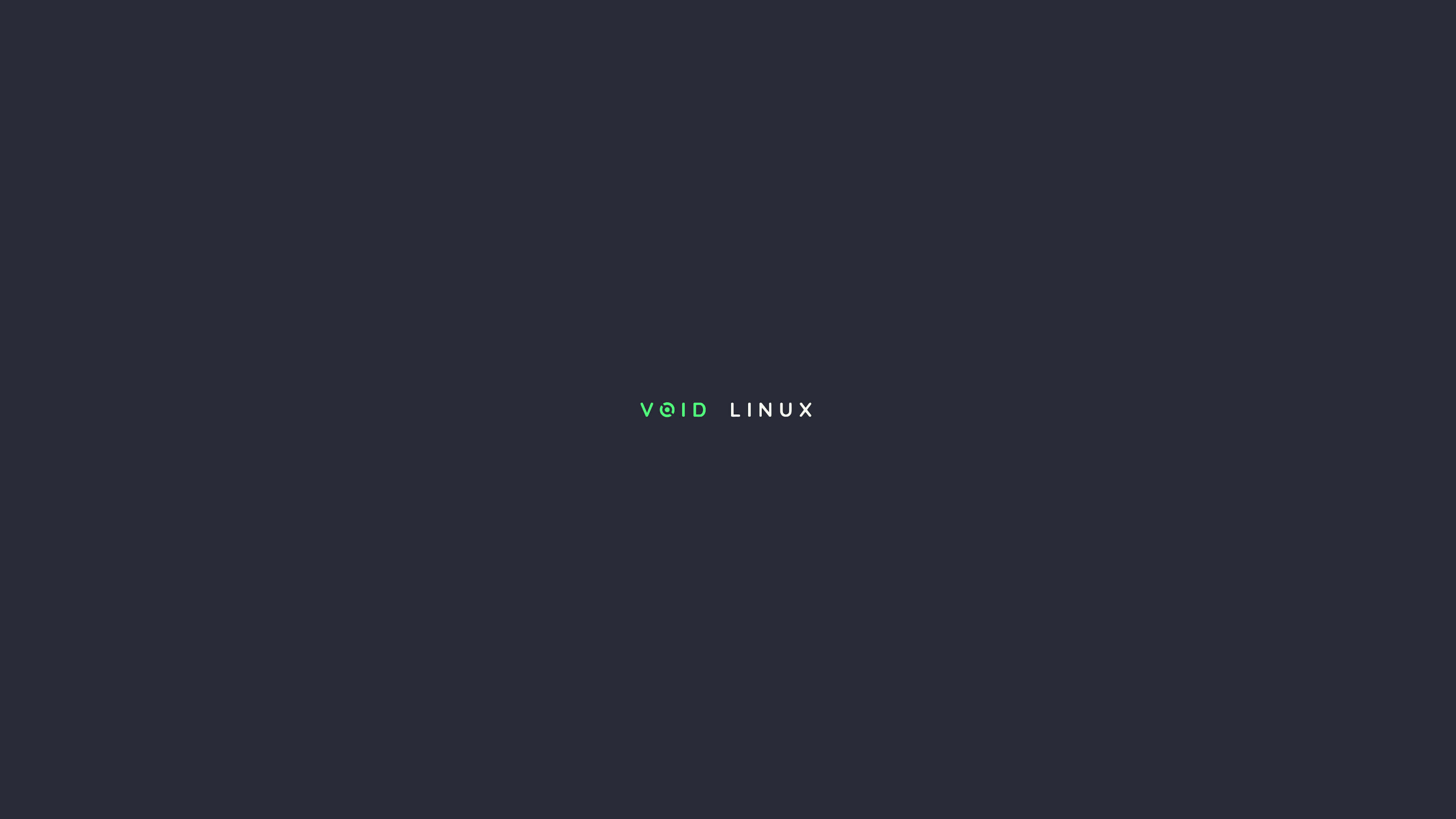 比以往更明亮：Ubuntu 4K 壁紙 — 極簡深藍色背景，中央放置綠色和白色的 Void Linux 標誌文字。