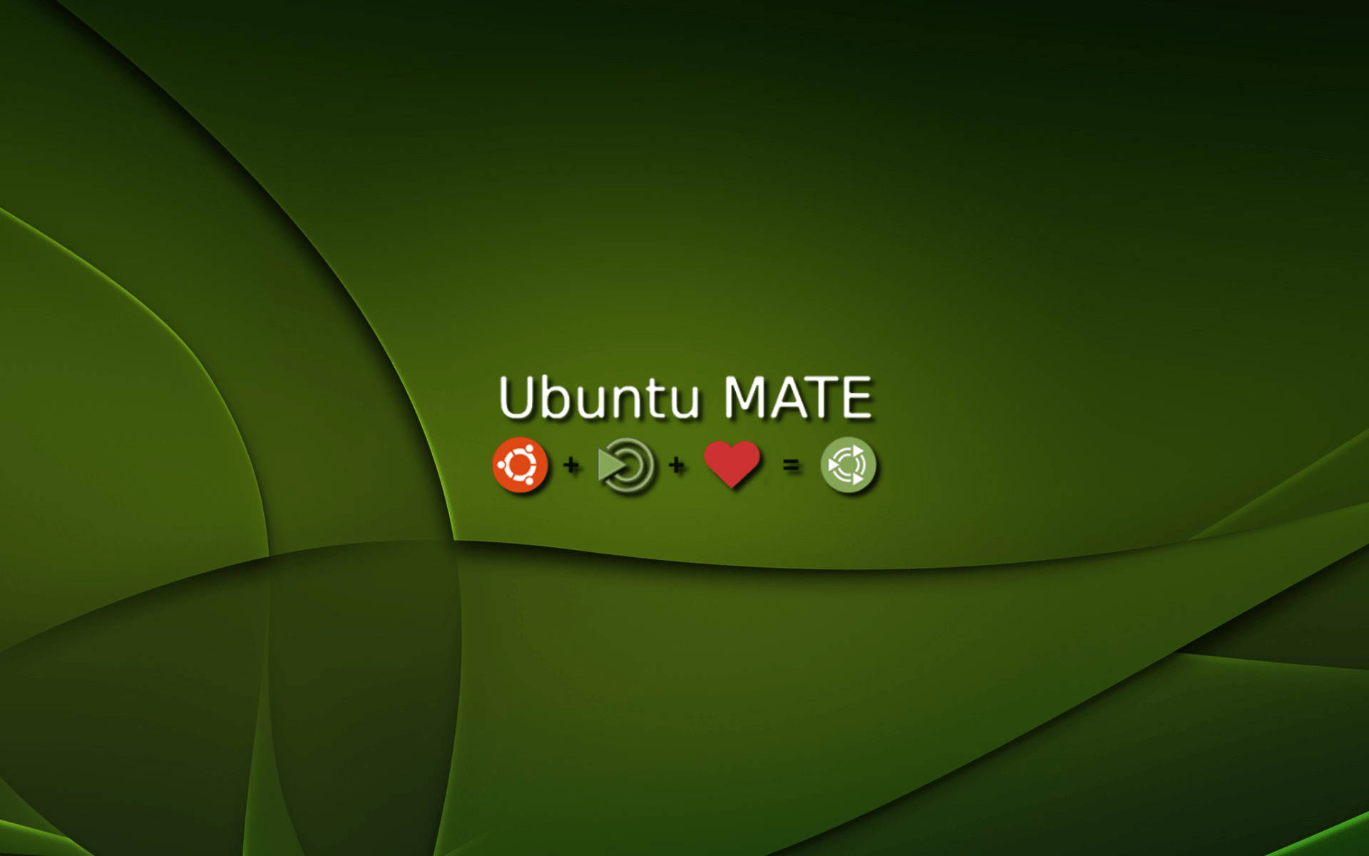 Ubuntu MATE 標誌帶有符號，位於綠色抽象背景上