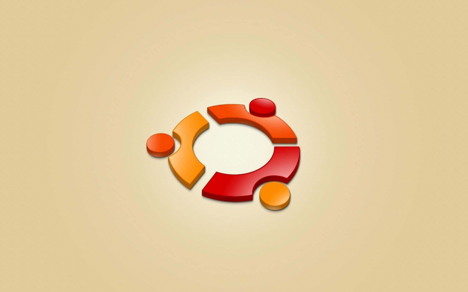 米色背景上的 3D 紅色橙色黃色 Ubuntu 標誌