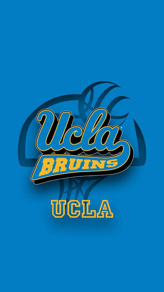 UCLA Bruins 電腦手機專用壁紙 壁紙 — 大膽的UCLA Bruins標誌，籃球剪影在純藍色背景上。
