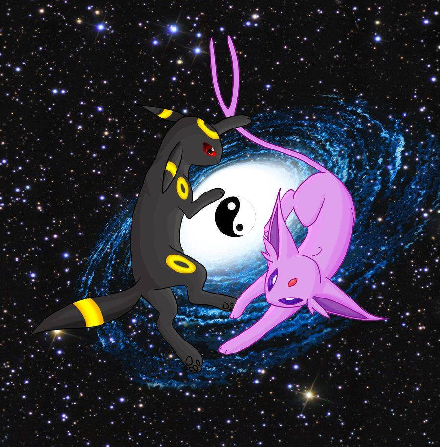 月伊貝同太陽伊貝喺星空下嘅宇宙陰陽漩渦中。