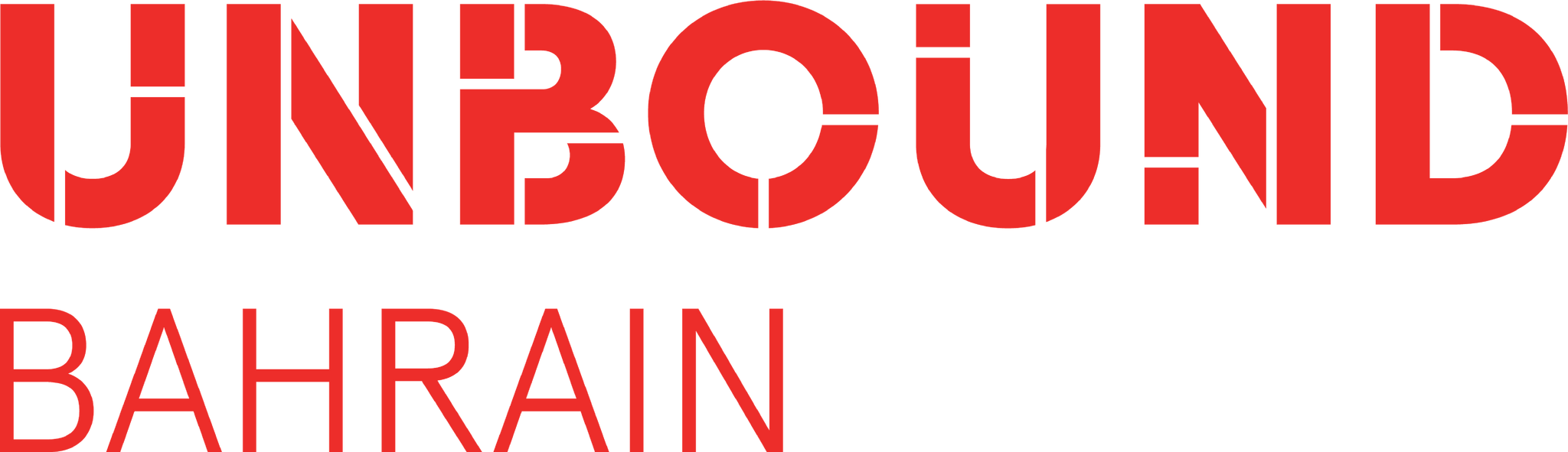 UNBOUND BAHRAIN 活動標誌 壁紙 — 粗體紅色文字「UNBOUND BAHRAIN」在純深灰色背景上格外突出。