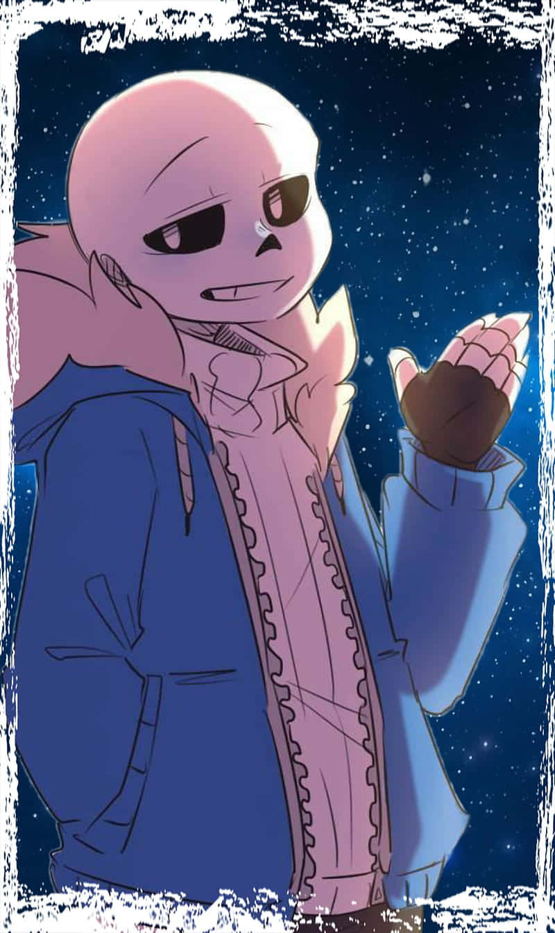 帶淚痕的動漫角色在繁星夜空下穿著藍色外套微笑
