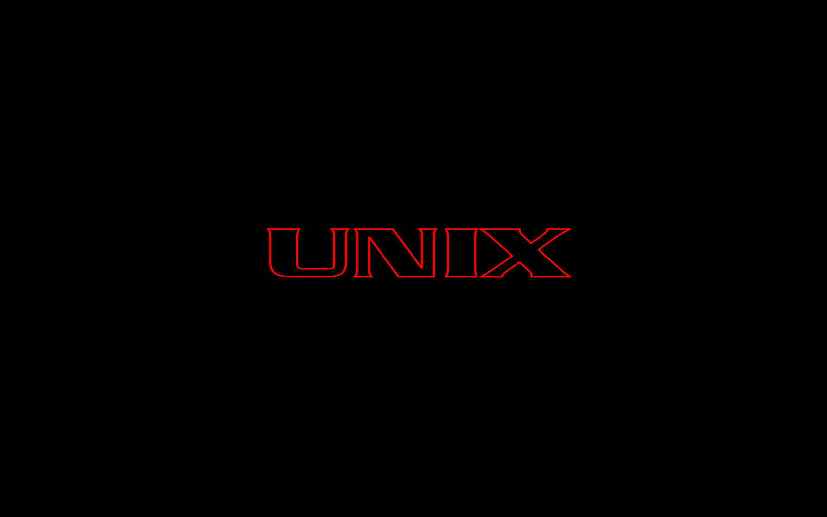 黑色背景上的紅色外框UNIX文字