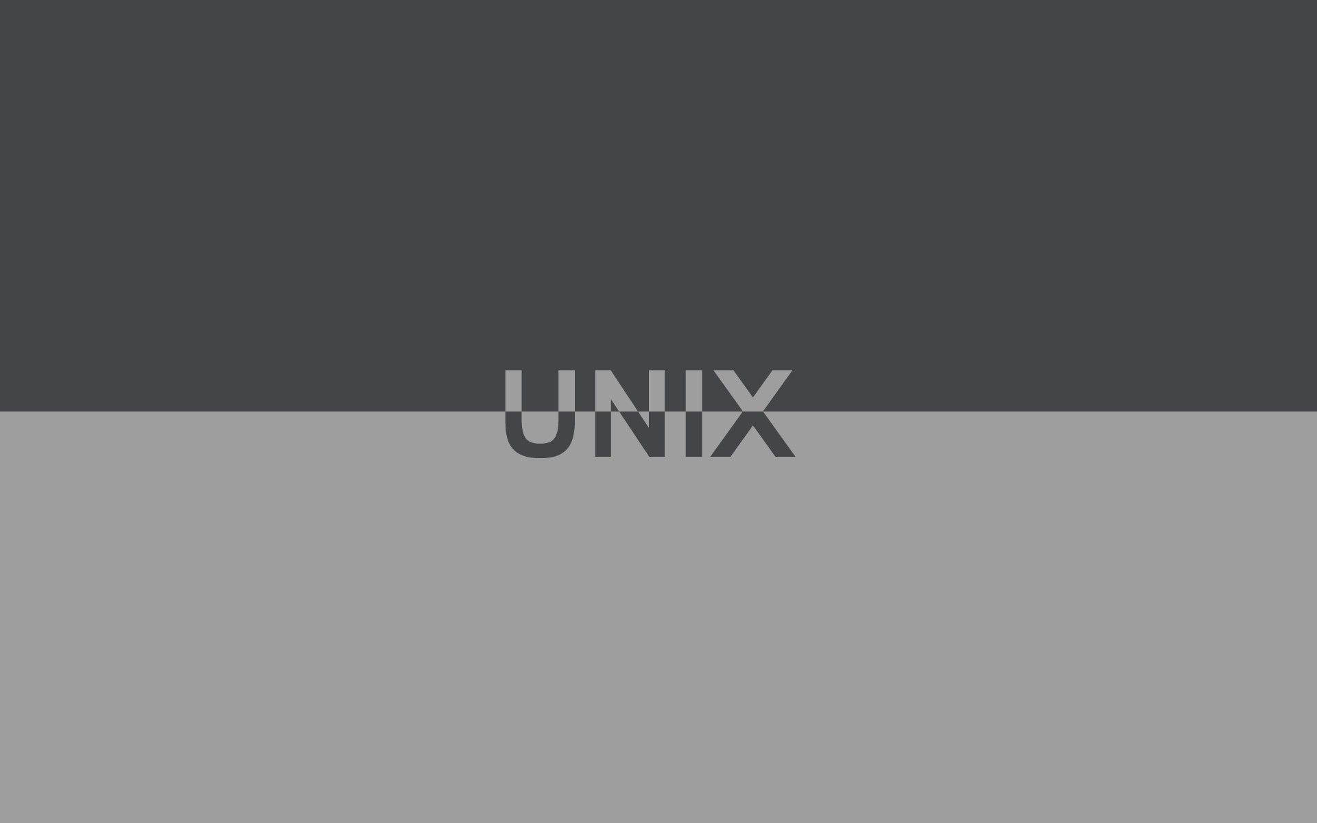 簡約灰色背景，中央為「UNIX」一字。