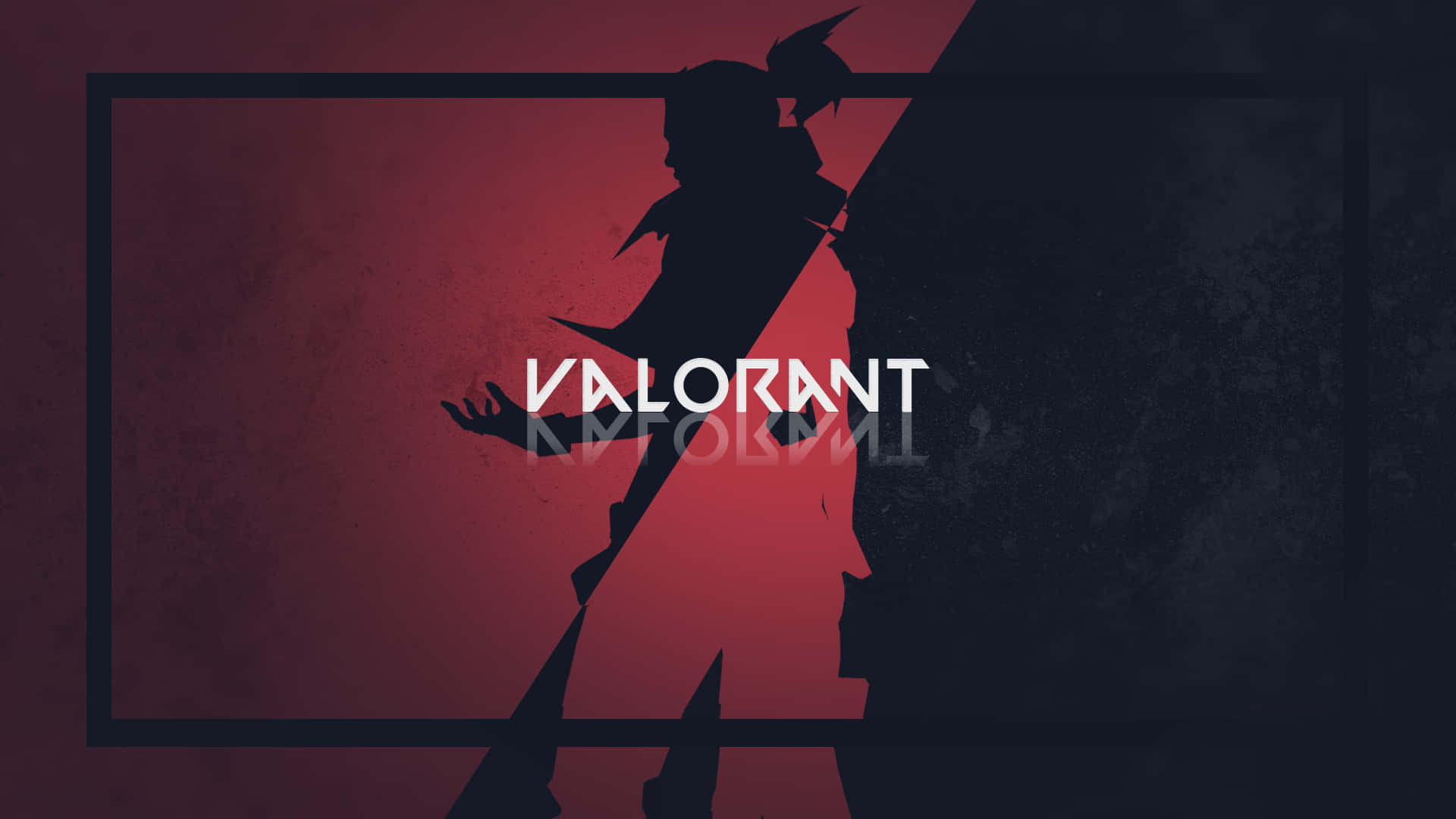 Valorant遊戲標誌，在紅色和深色背景上有特工剪影