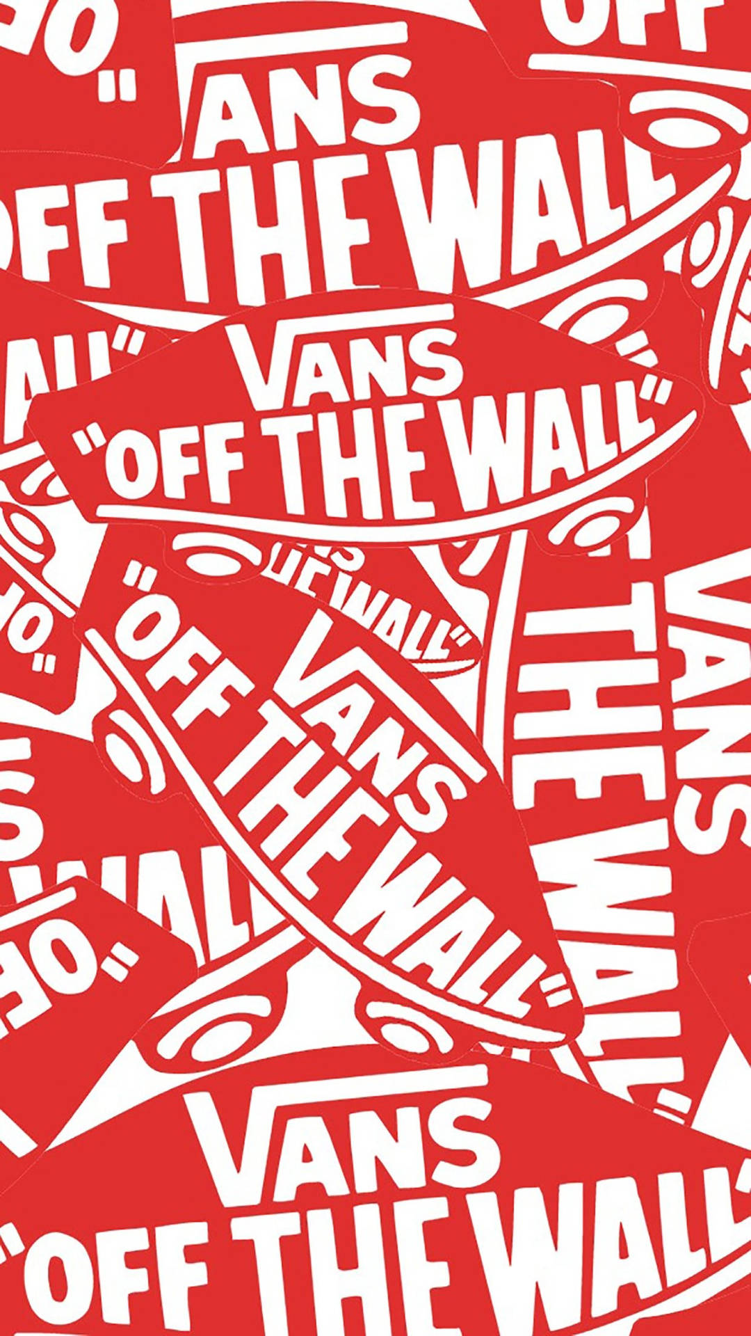 紅色背景上重複出現白色Vans Off The Wall標誌。